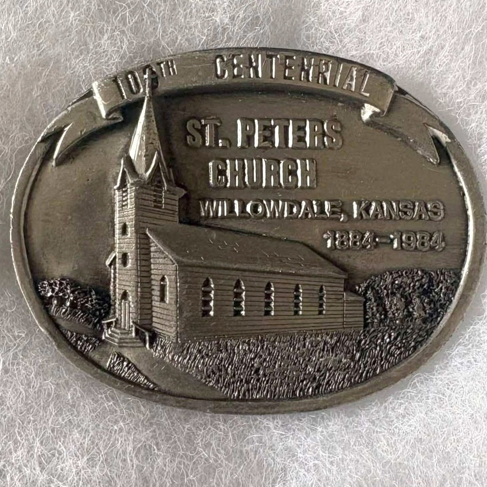 Vintage 1984 St Peters Church Willowdale Kansas Centennial Belt Buckle Ltd Ed
